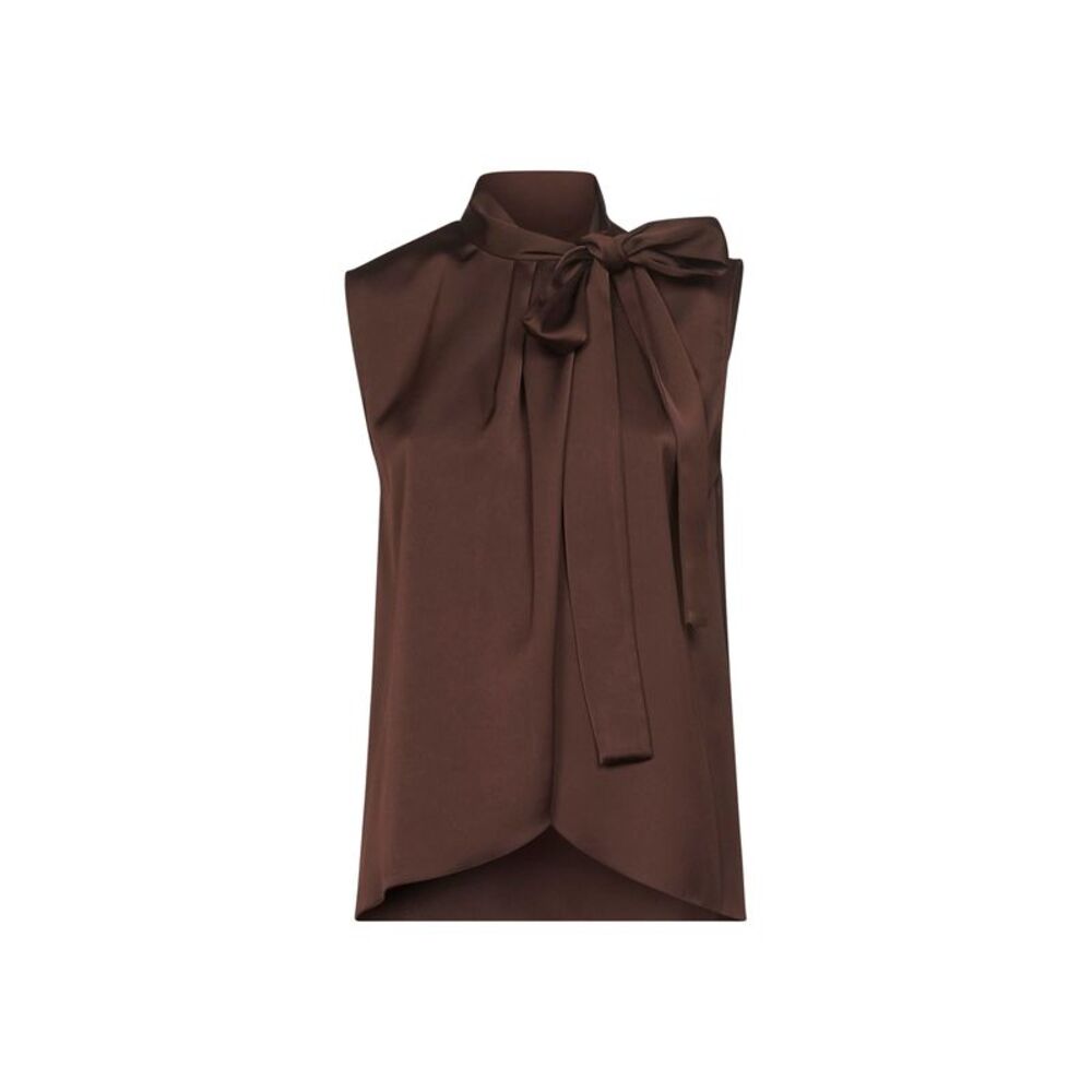 Blanca Vita Women Coffee Satin Topina Top